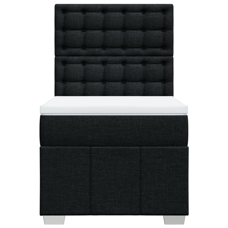 Pat box spring cu saltea, negru, 90x200 cm, textil