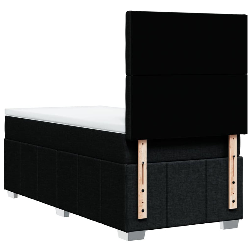 Pat box spring cu saltea, negru, 90x200 cm, textil