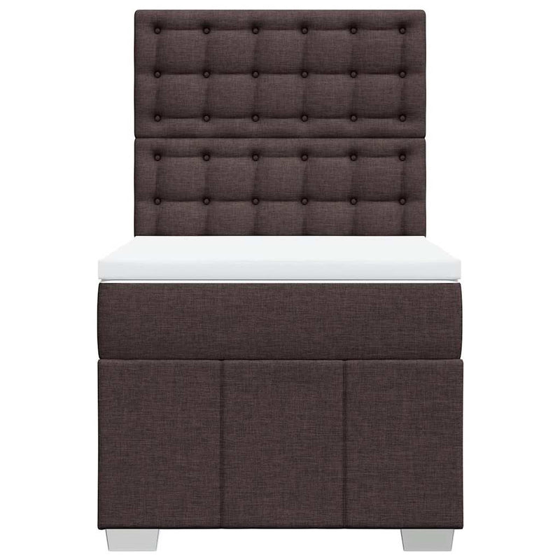 Pat box spring cu saltea, maro închis, 90x200 cm, textil