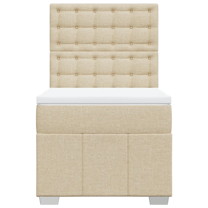 Pat box spring cu saltea, crem, 90x200 cm, textil