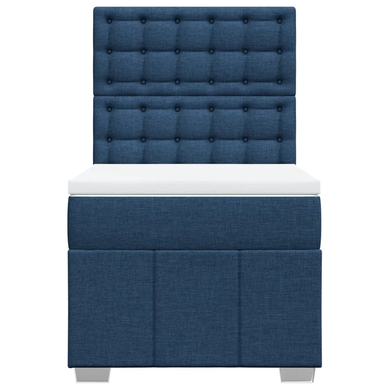 Pat box spring cu saltea, albastru, 90x200 cm, textil