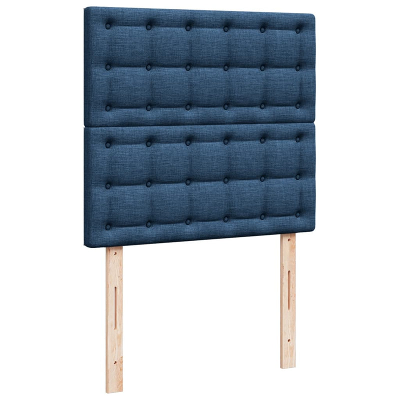 Pat box spring cu saltea, albastru, 90x200 cm, textil