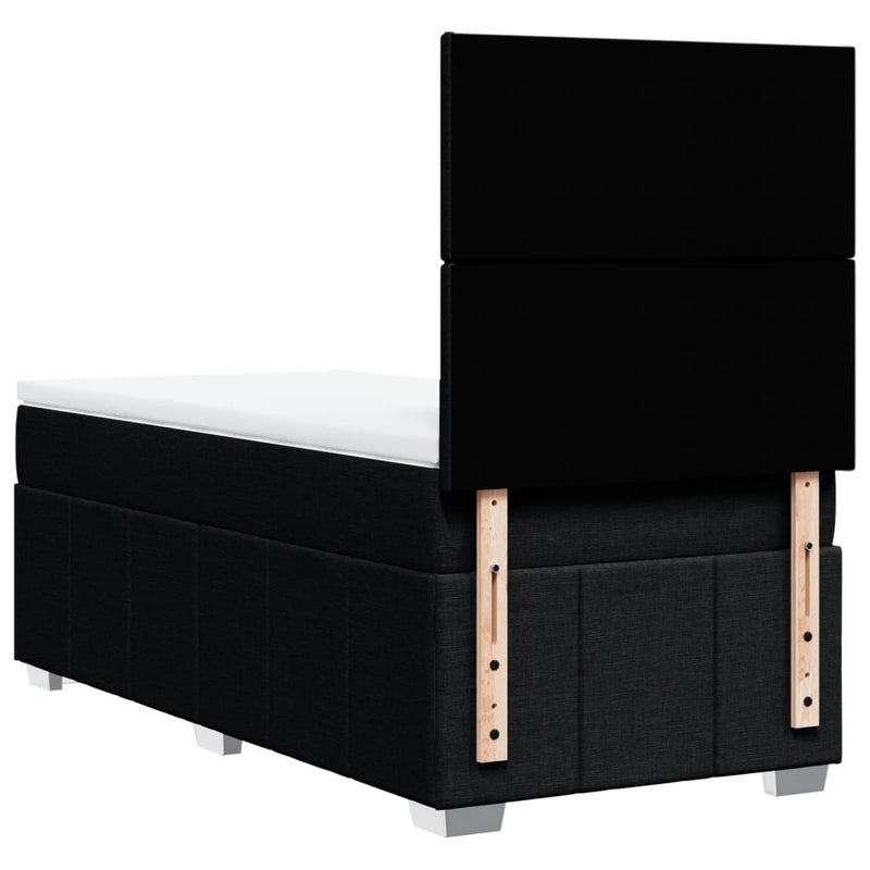 Pat box spring cu saltea, negru, 100x200 cm, textil