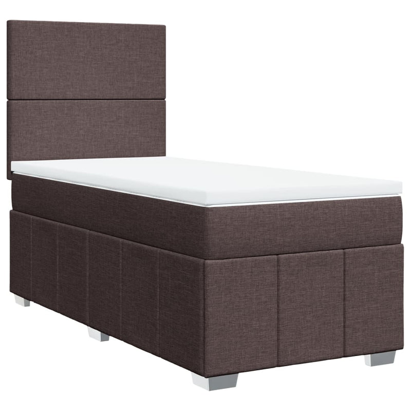 Pat box spring cu saltea, maro închis, 100x200 cm, textil