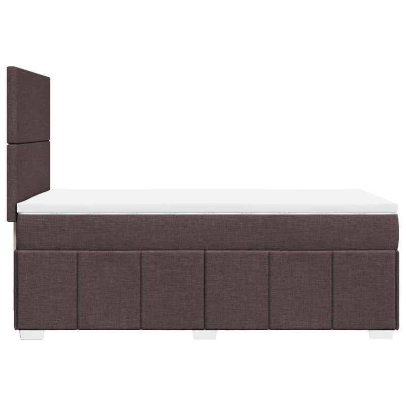 Pat box spring cu saltea, maro închis, 100x200 cm, textil