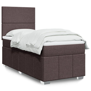 Pat box spring cu saltea, maro închis, 100x200 cm, textil