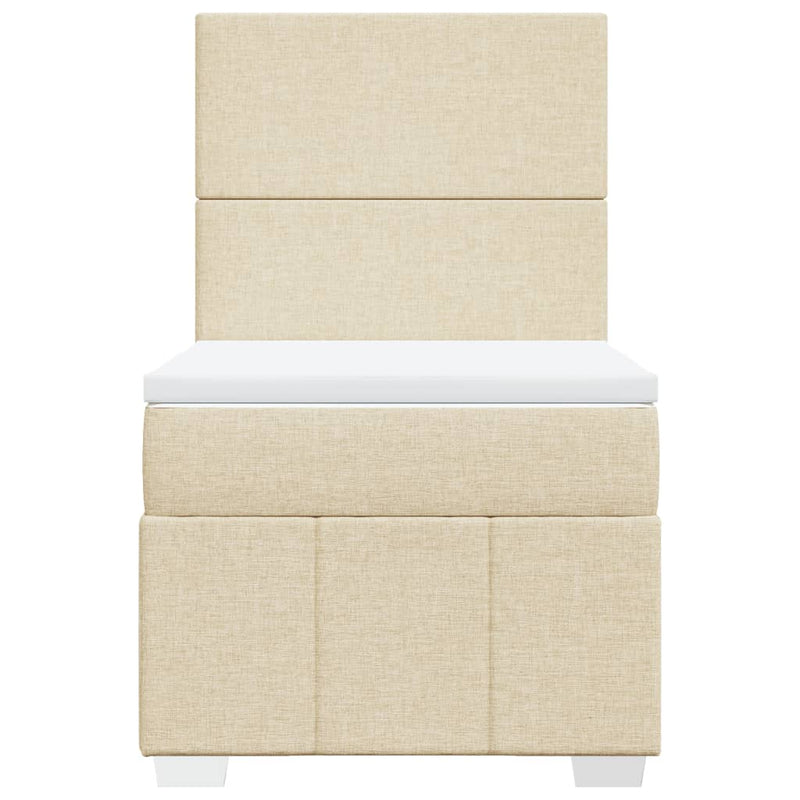 Pat box spring cu saltea, crem, 100x200 cm, textil
