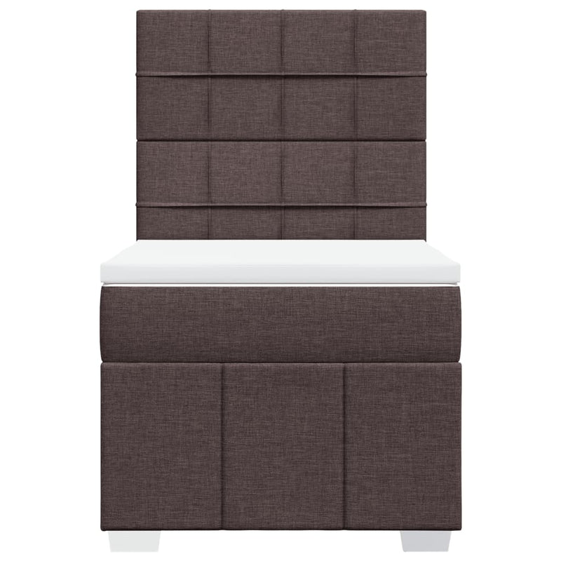 Pat box spring cu saltea, maro închis, 100x200 cm, textil