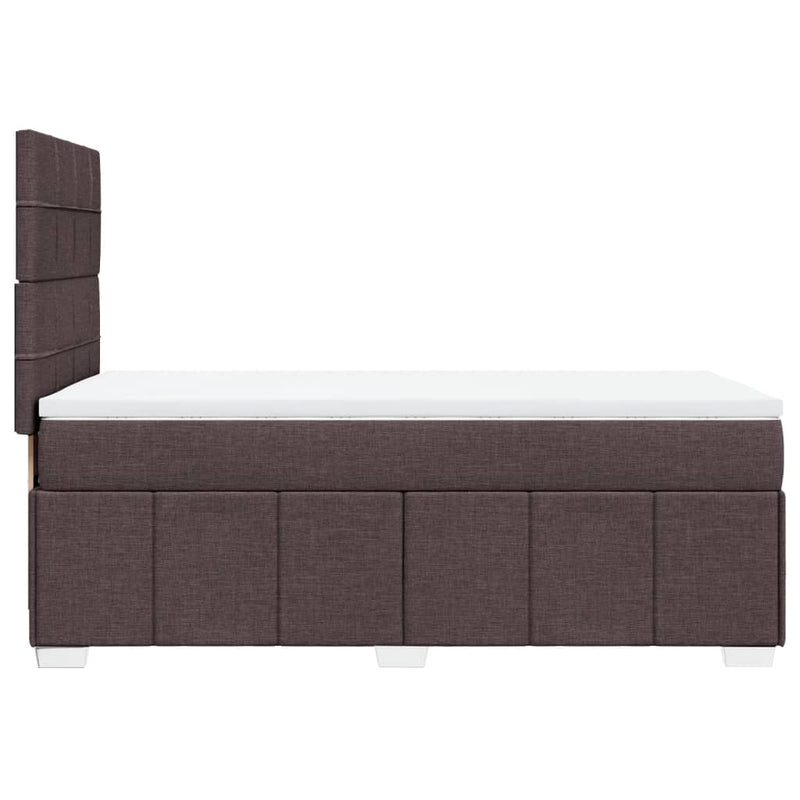 Pat box spring cu saltea, maro închis, 100x200 cm, textil