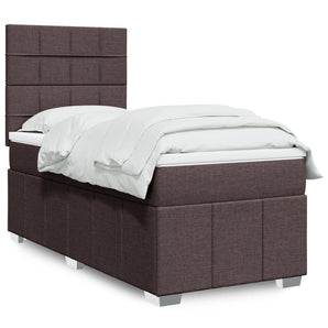 Pat box spring cu saltea, maro închis, 100x200 cm, textil
