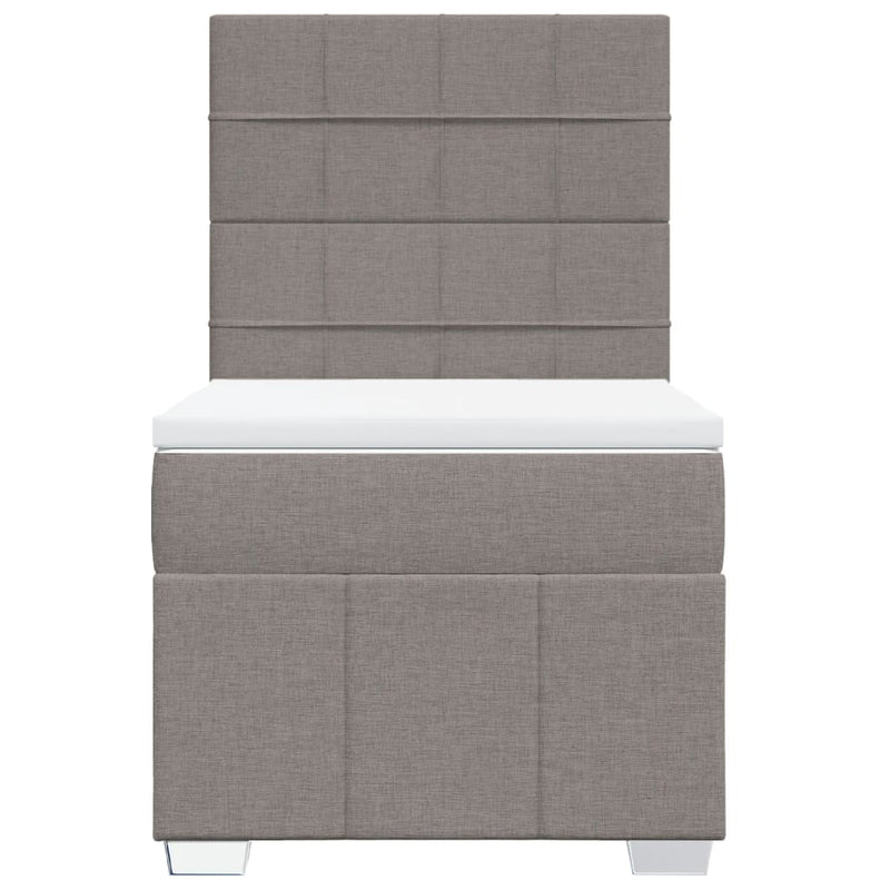 Pat box spring cu saltea, gri taupe, 100x200 cm, textil