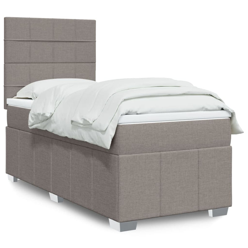 Pat box spring cu saltea, gri taupe, 100x200 cm, textil