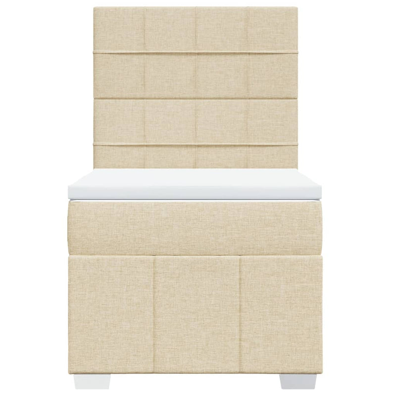 Pat box spring cu saltea, crem, 100x200 cm, textil