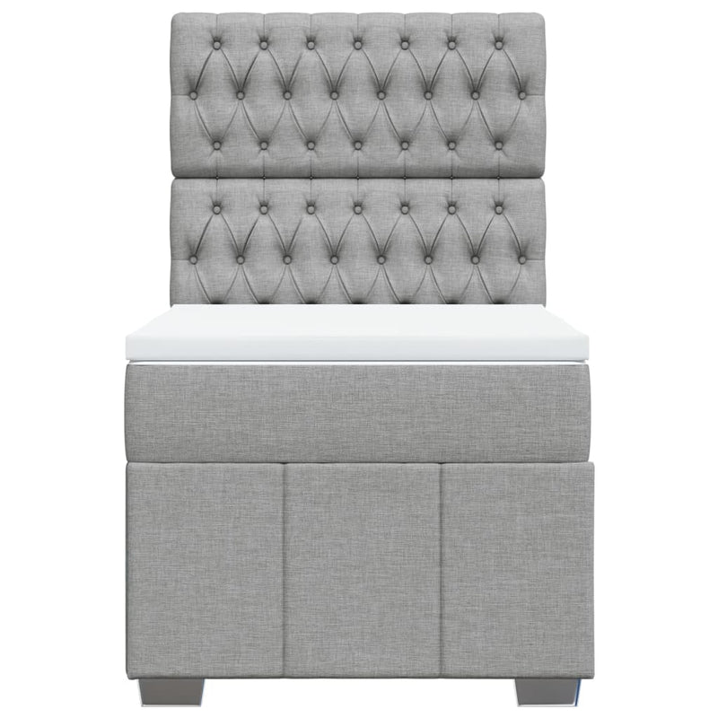 Pat box spring cu saltea, gri deschis, 100x200 cm, textil