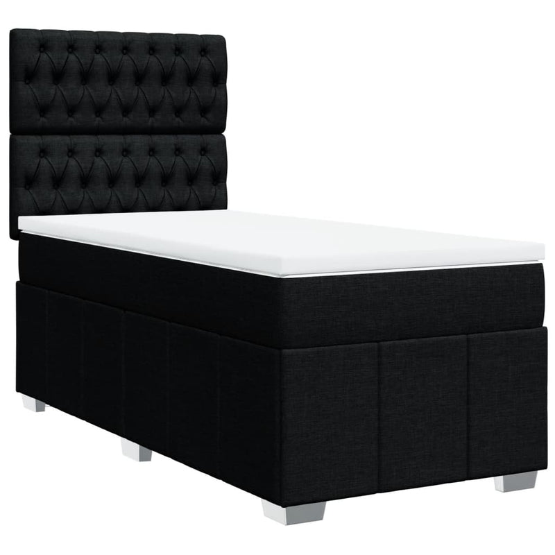 Pat box spring cu saltea, negru, 100x200 cm, textil