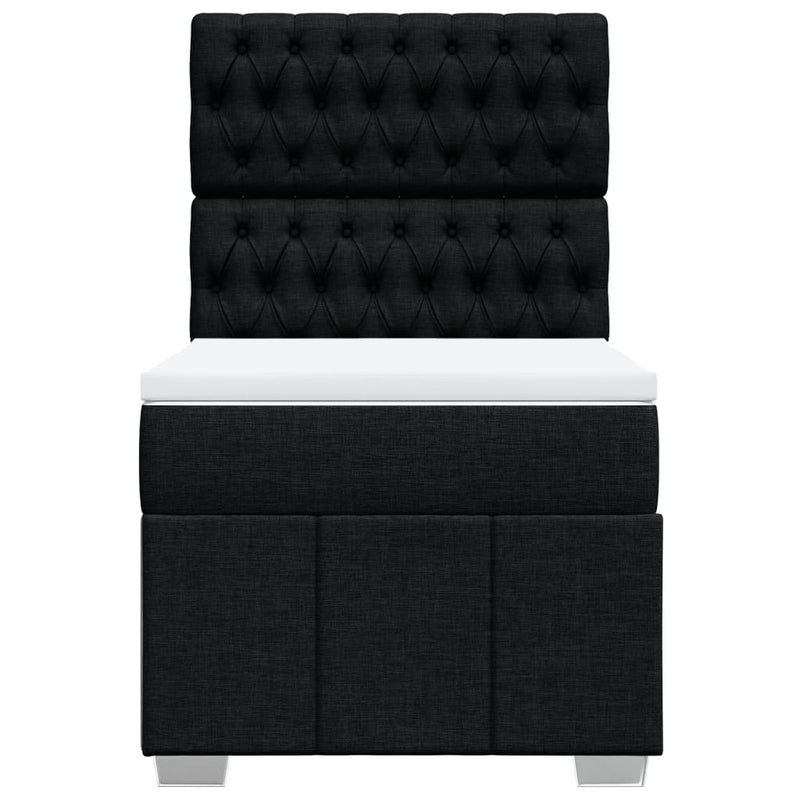 Pat box spring cu saltea, negru, 100x200 cm, textil
