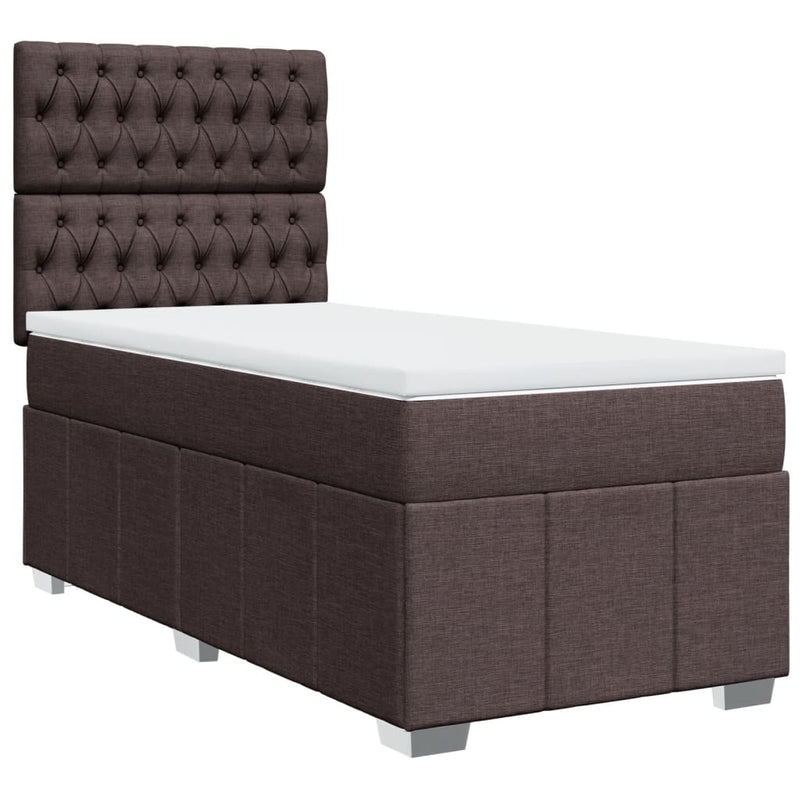 Pat box spring cu saltea, maro închis, 100x200 cm, textil