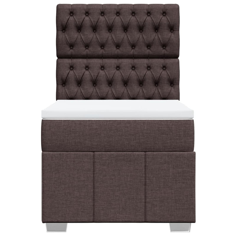 Pat box spring cu saltea, maro închis, 100x200 cm, textil