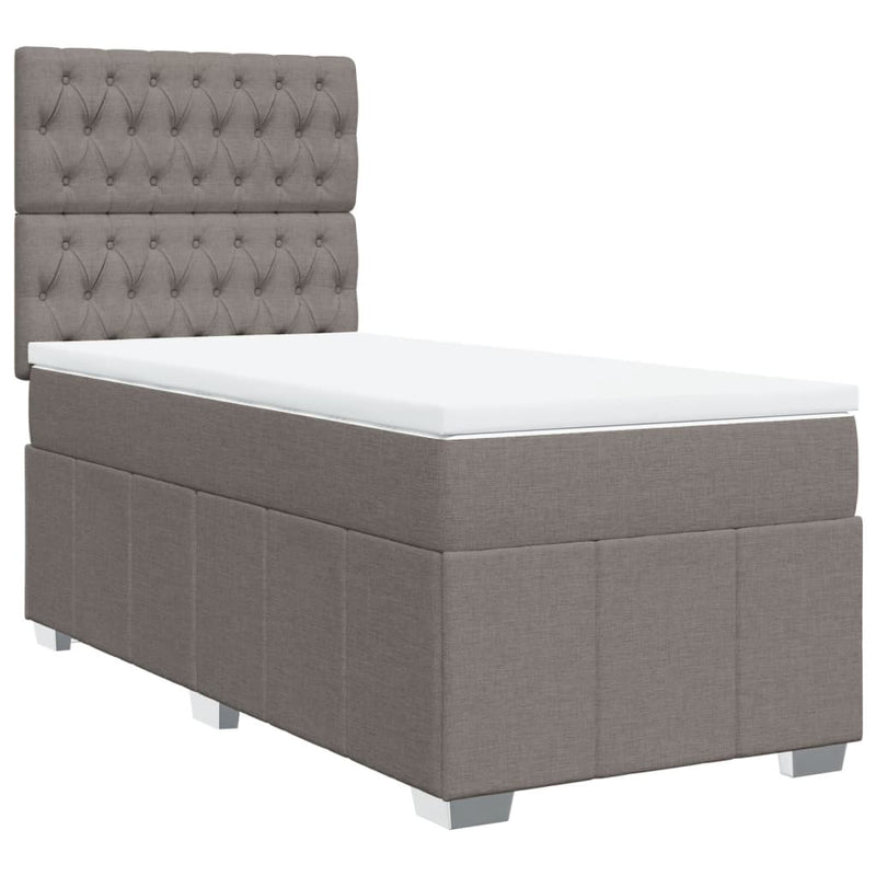 Pat box spring cu saltea, gri taupe, 100x200 cm, textil