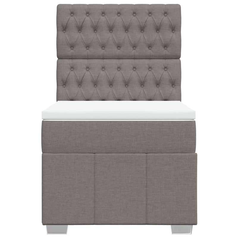 Pat box spring cu saltea, gri taupe, 100x200 cm, textil