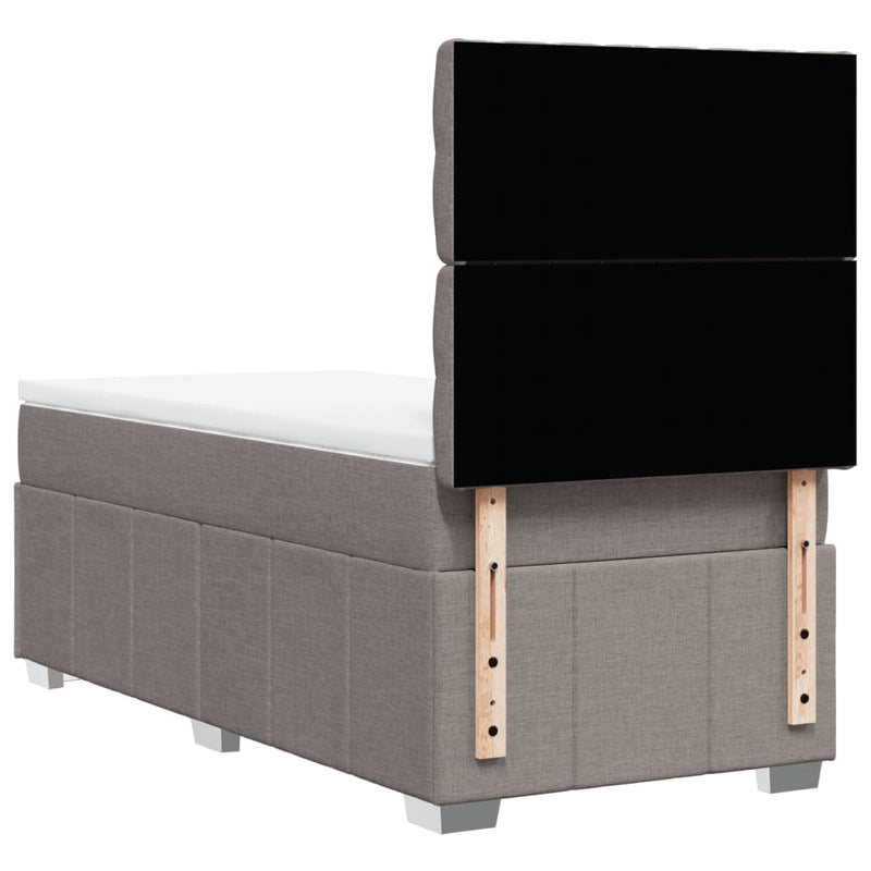 Pat box spring cu saltea, gri taupe, 100x200 cm, textil