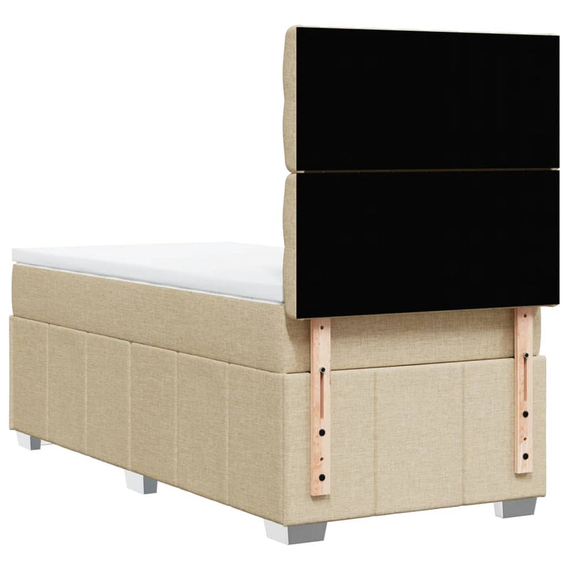 Pat box spring cu saltea, crem, 100x200 cm, textil