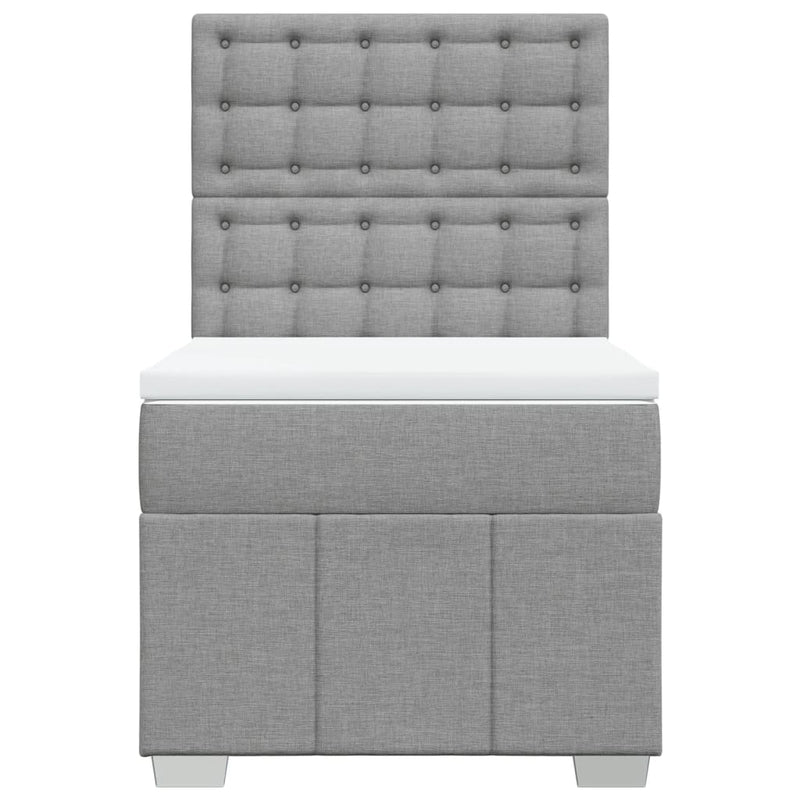 Pat box spring cu saltea, gri deschis, 100x200 cm, textil