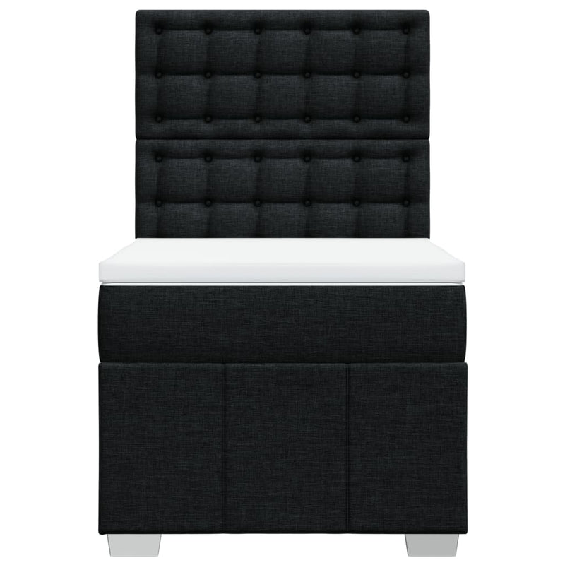 Pat box spring cu saltea, negru, 100x200 cm, textil
