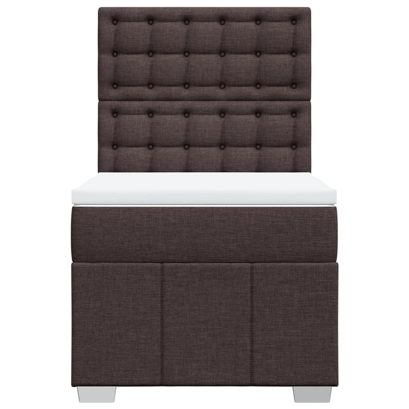 Pat box spring cu saltea, maro închis, 100x200 cm, textil