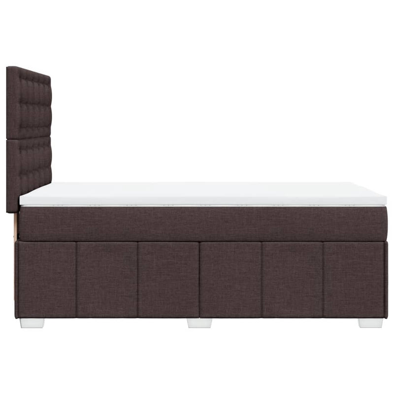 Pat box spring cu saltea, maro închis, 100x200 cm, textil