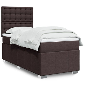 Pat box spring cu saltea, maro închis, 100x200 cm, textil