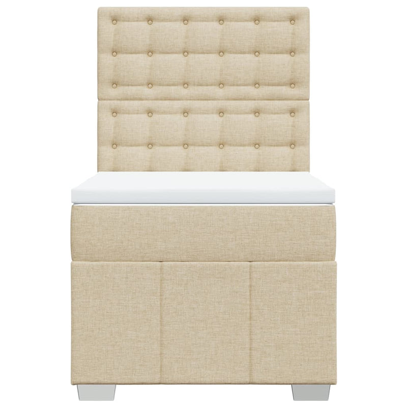 Pat box spring cu saltea, crem, 100x200 cm, textil