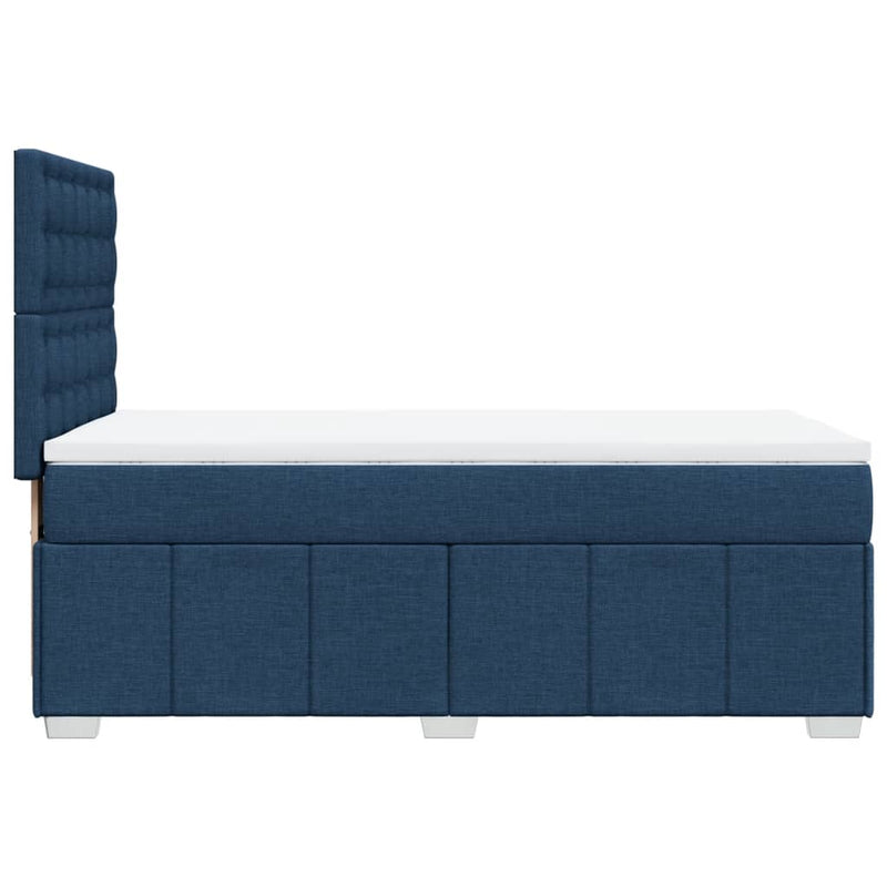 Pat box spring cu saltea, albastru, 100x200 cm, textil