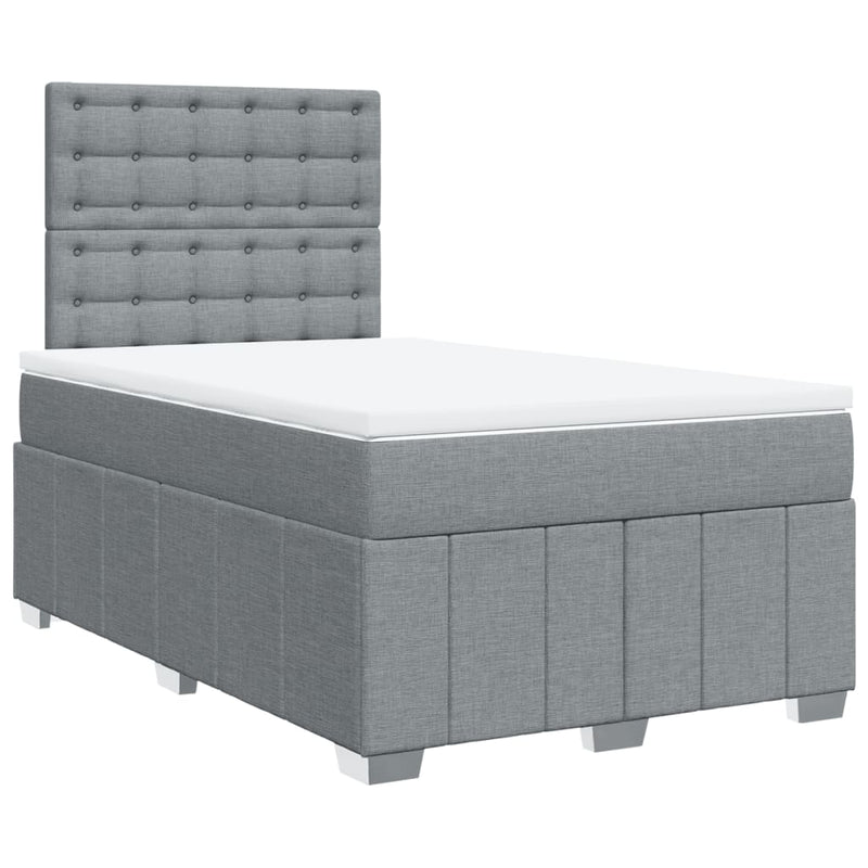 Pat box spring cu saltea, gri deschis, 120x190 cm, textil