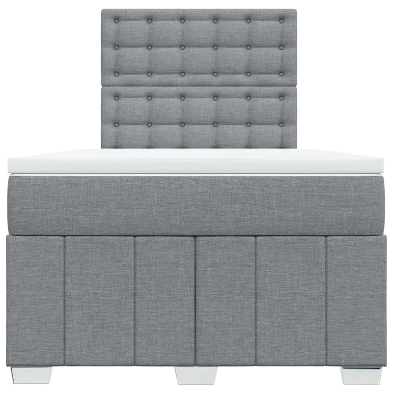 Pat box spring cu saltea, gri deschis, 120x190 cm, textil