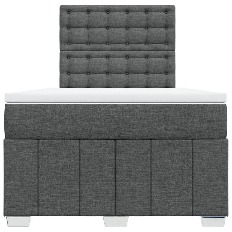 Pat box spring cu saltea, gri închis, 120x190 cm, textil