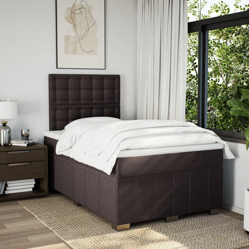 Pat box spring cu saltea, maro închis, 120x190 cm, textil