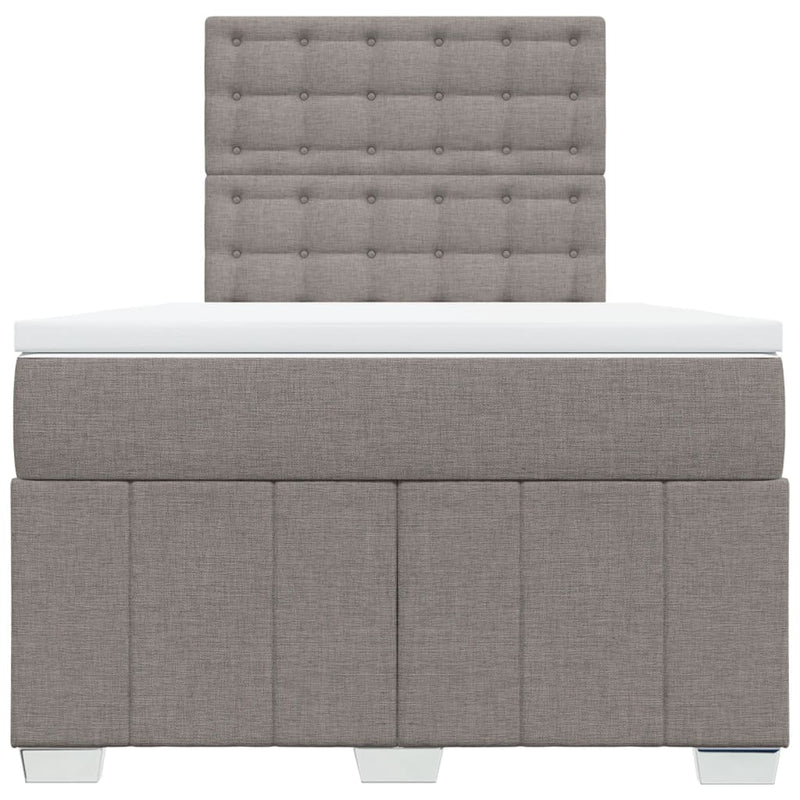 Pat box spring cu saltea, taupe, 120x190 cm material textil