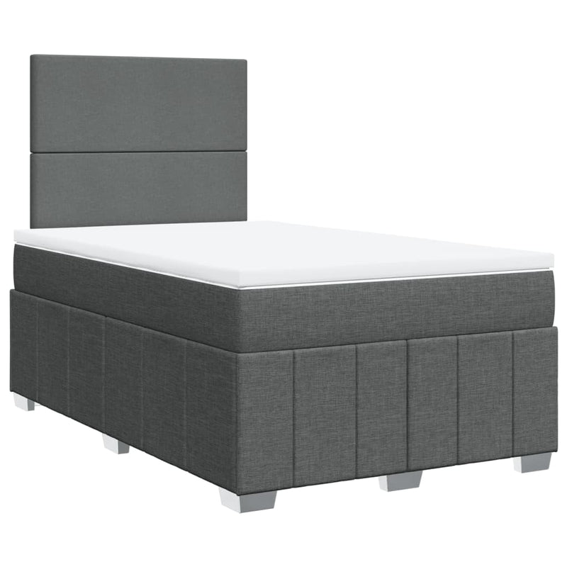 Pat box spring cu saltea, gri închis, 120x200 cm, textil
