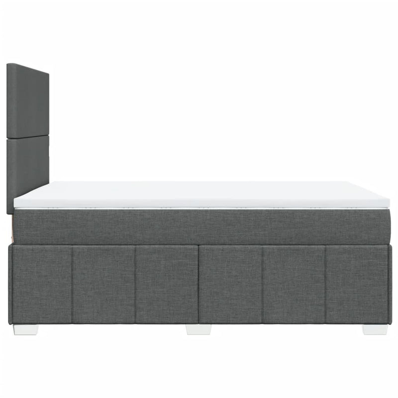Pat box spring cu saltea, gri închis, 120x200 cm, textil