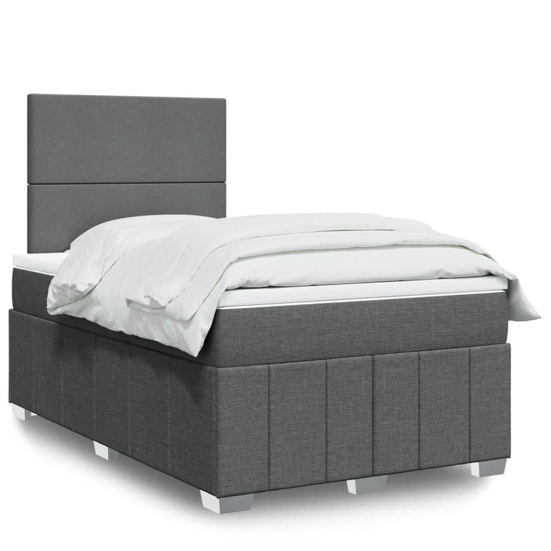 Pat box spring cu saltea, gri închis, 120x200 cm, textil