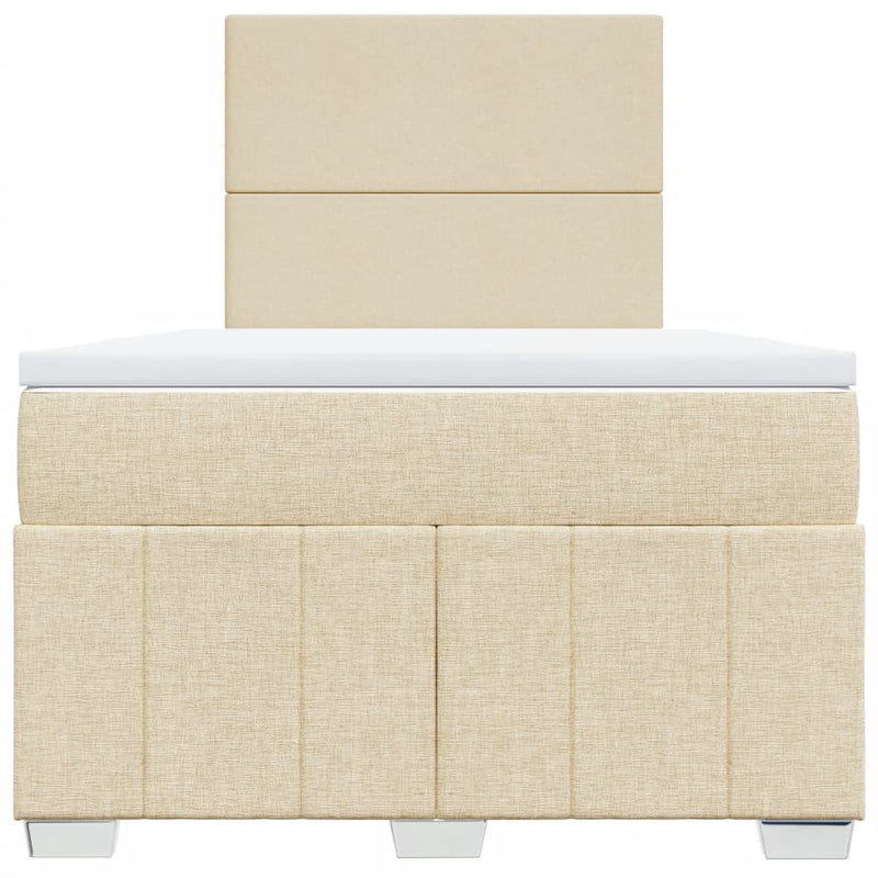 Pat box spring cu saltea, crem, 120x200 cm, textil