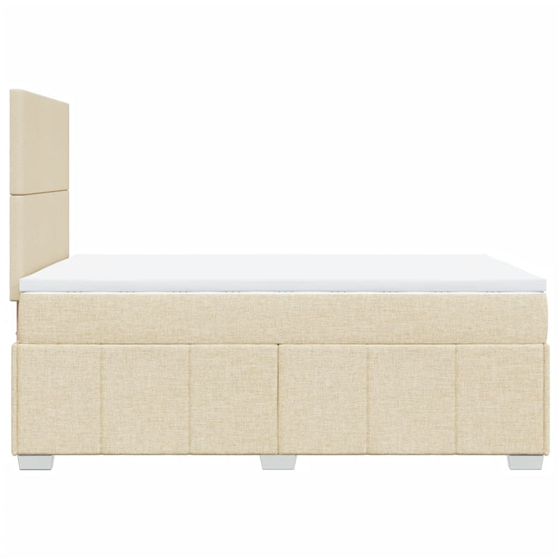Pat box spring cu saltea, crem, 120x200 cm, textil