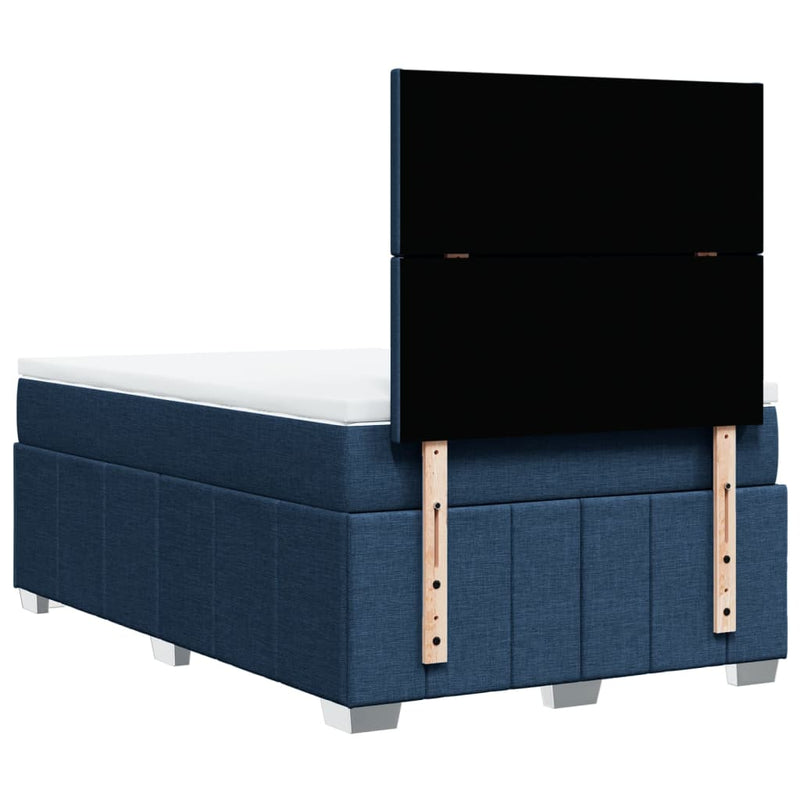 Pat box spring cu saltea, albastru, 120x200 cm, textil