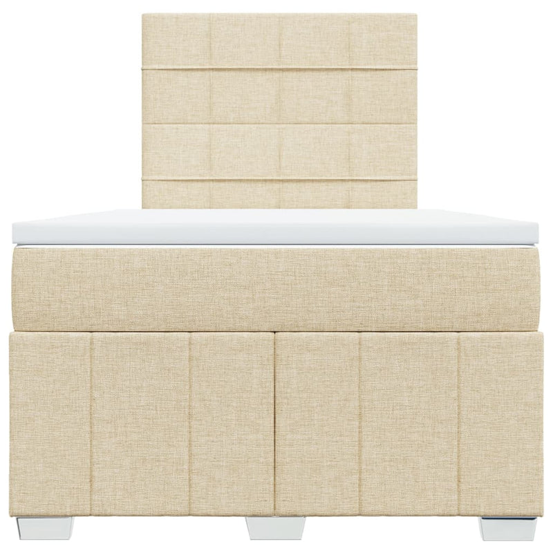 Pat box spring cu saltea, crem, 120x200 cm, textil