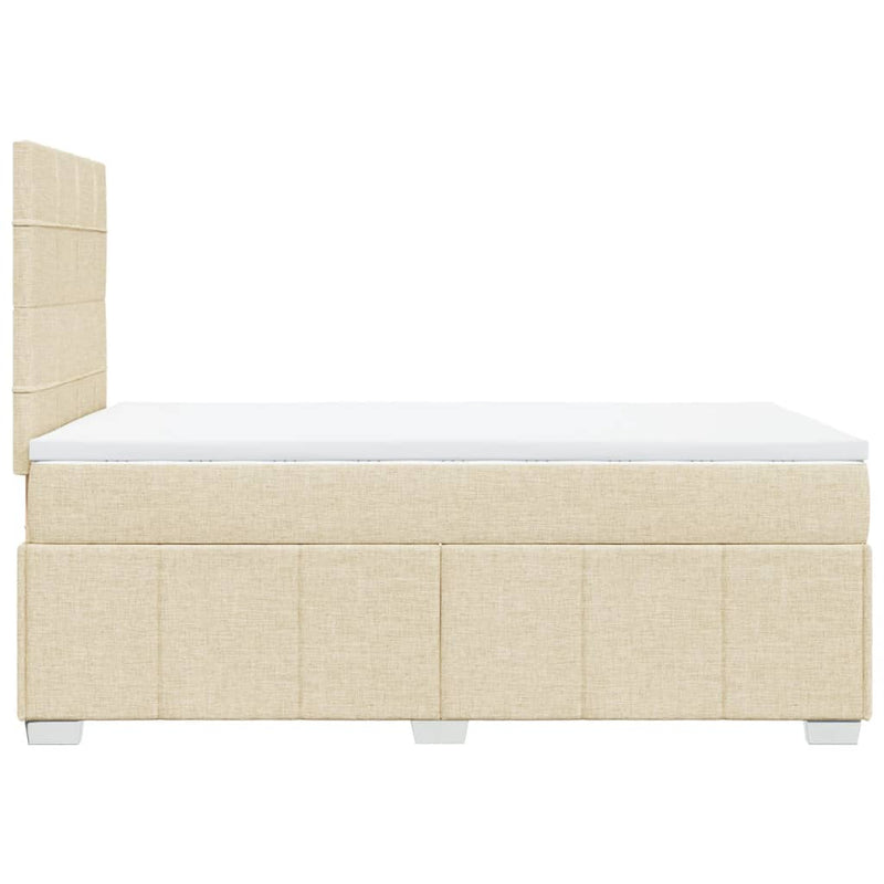 Pat box spring cu saltea, crem, 120x200 cm, textil