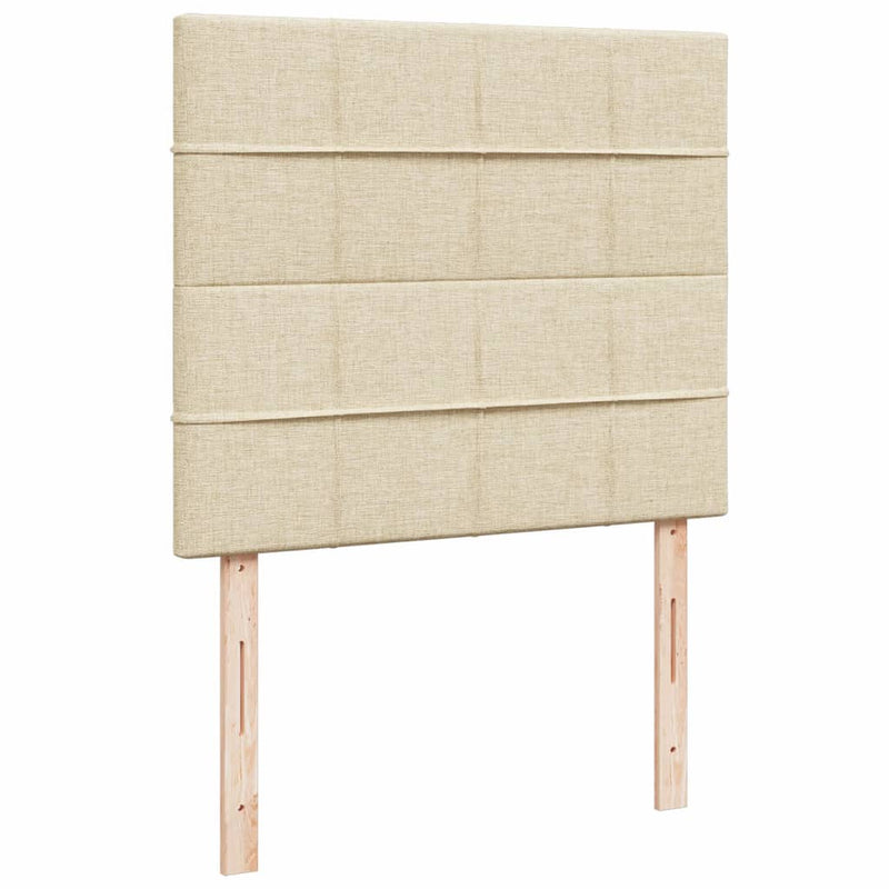 Pat box spring cu saltea, crem, 120x200 cm, textil