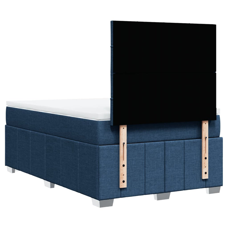 Pat box spring cu saltea, albastru, 120x200 cm, textil