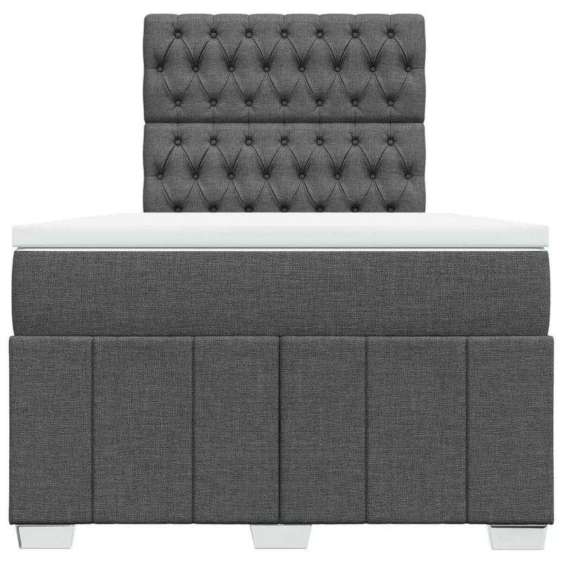 Pat box spring cu saltea, gri închis, 120x200 cm, textil