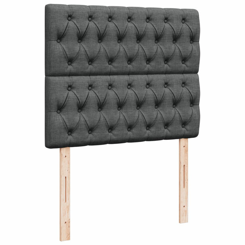 Pat box spring cu saltea, gri închis, 120x200 cm, textil